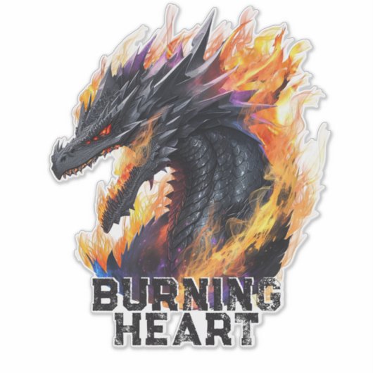 Het brandende hart van de draak sticker (Voorkant)