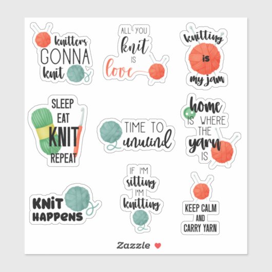 Het breien citaten sticker blad (Vel)