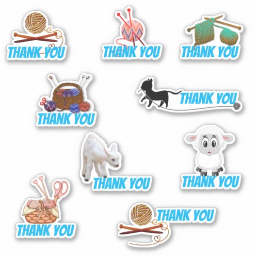 Het breien Theme Klant Dank u Sticker (Voorkant)