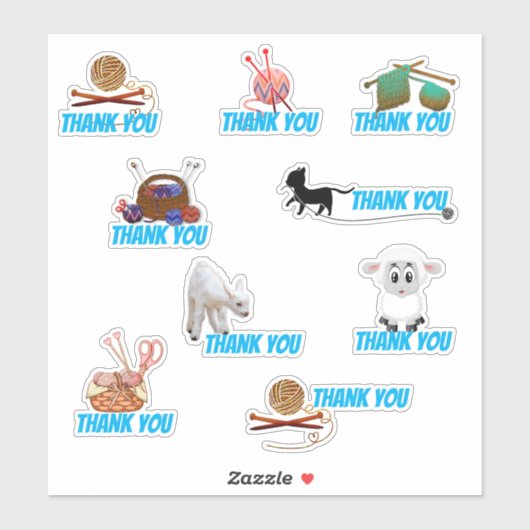 Het breien Theme Klant Dank u Sticker (Vel)