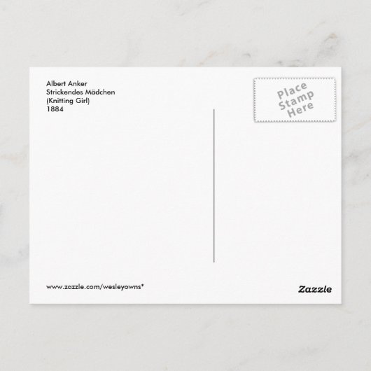 Het Breiende Meisje van Mädchen van Strickendes Briefkaart (Achterkant)