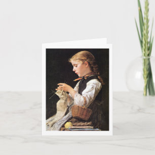 Het Breiende Meisje van Mädchen van Strickendes Kaart