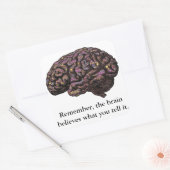 Het brein gelooft wat je zegt vierkante sticker (Envelop)