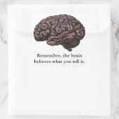 Het brein gelooft wat je zegt vierkante sticker (Tas)