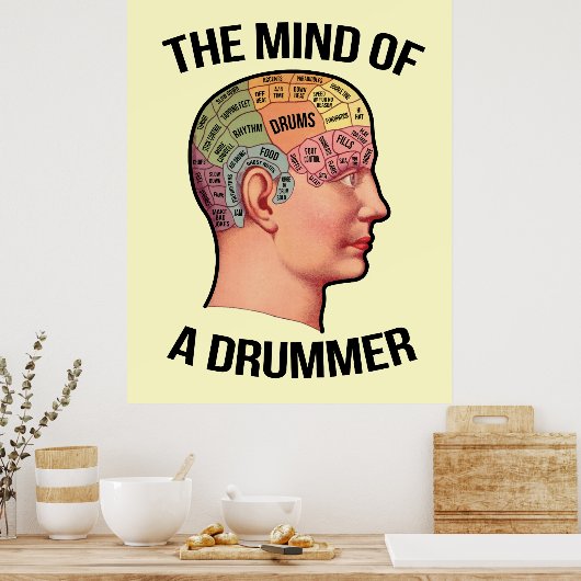 Het breindiagram van een drummer drummer poster (Keuken)