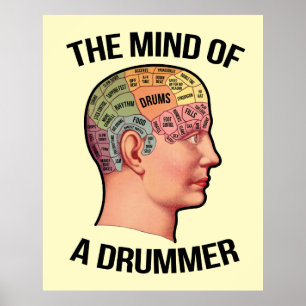 Het breindiagram van een drummer drummer poster