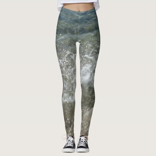 Het breken Surf Splashing Ocean Wave Leggings (Voorkant)