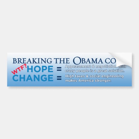 Het breken van de Bumpersticker van de Code Obama (Voorkant)
