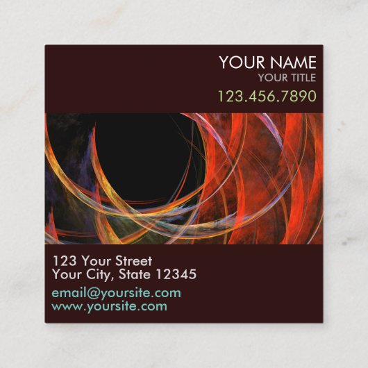 Het breken van de Cirkel Abstracte Kunst Professio Vierkante Visitekaartje (Achterkant)