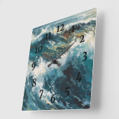 Het breken van het Schilderen van Strandgolven Vierkante Klok (Hoek)