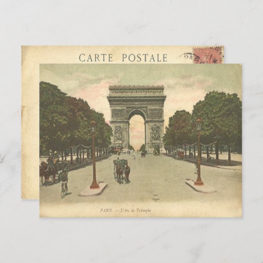 Het  briefkaart Arc de Triomphe de l'Étoile. (Voorkant / Achterkant)