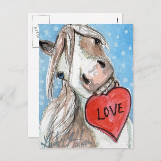 Het Briefkaart Blauwe Eyed Pinto van het Pony van (Voorkant / Achterkant)