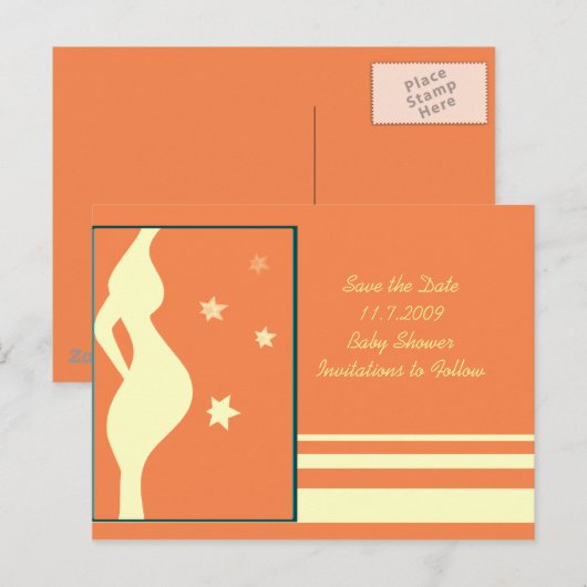 Het Briefkaart Date Baby shower opslaan (Voorkant / Achterkant)
