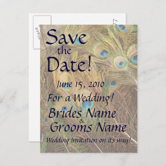 Het Briefkaart Date Peacock opslaan (Voorkant / Achterkant)