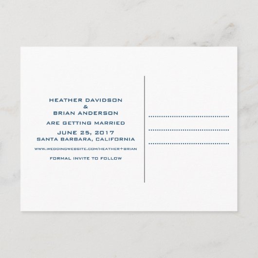 Het Briefkaart Datum opnieuw opslaan, blauw (Achterkant)