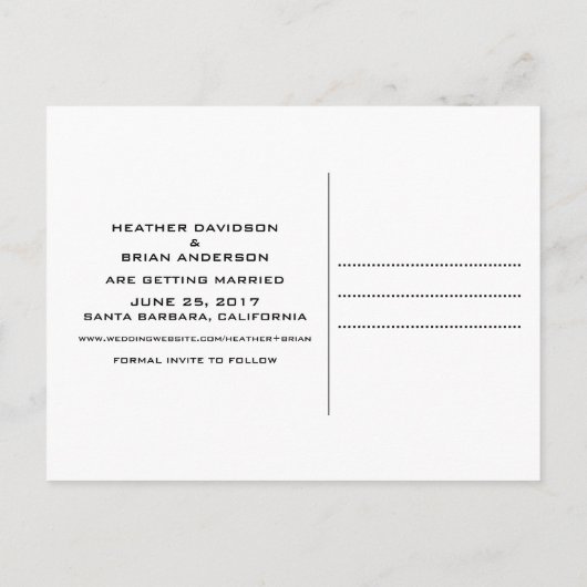 Het Briefkaart Datum opnieuw opslaan, zwart (Achterkant)