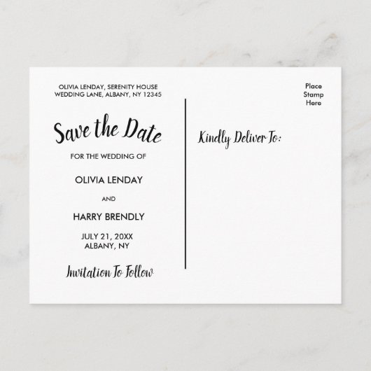 Het Briefkaart Datum opslaan | Aangepaste foto (Achterkant)