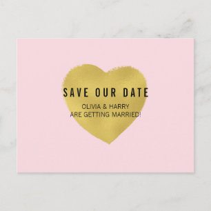 Het Briefkaart Datum opslaan   Faux Foil Gold Hear