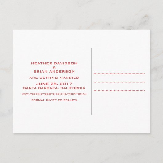 Het Briefkaart Datum opslaan, rood (Achterkant)