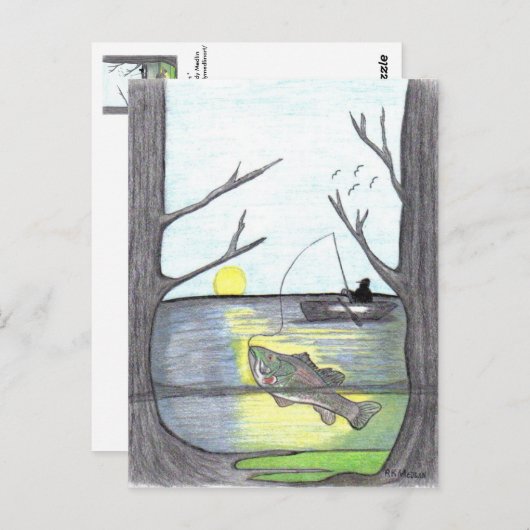 Het Briefkaart "de Visser" (Voorkant / Achterkant)