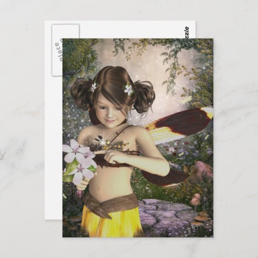 Het Briefkaart Fairy en Dragonfly (Voorkant / Achterkant)
