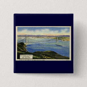 Het  Briefkaart Golden Gate Bridge Vierkante Button 5,1 Cm