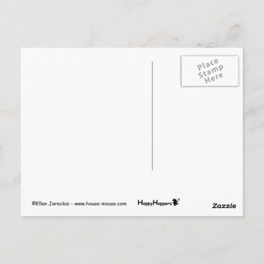 Het briefkaart HappyHoppers® (Achterkant)