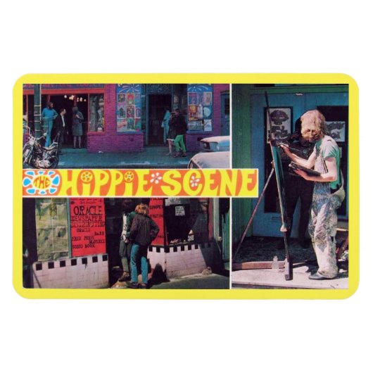 Het  Briefkaart Hippie Scene Magneet (Horizontaal)