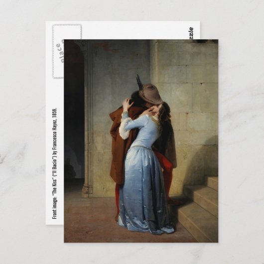Het briefkaart Kiss / Il Bacio (Voorkant / Achterkant)