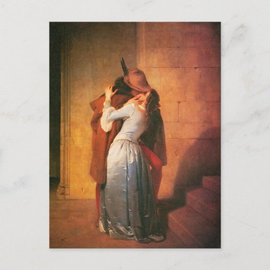 Het Briefkaart Kiss van Francesco Hayez (Voorkant)