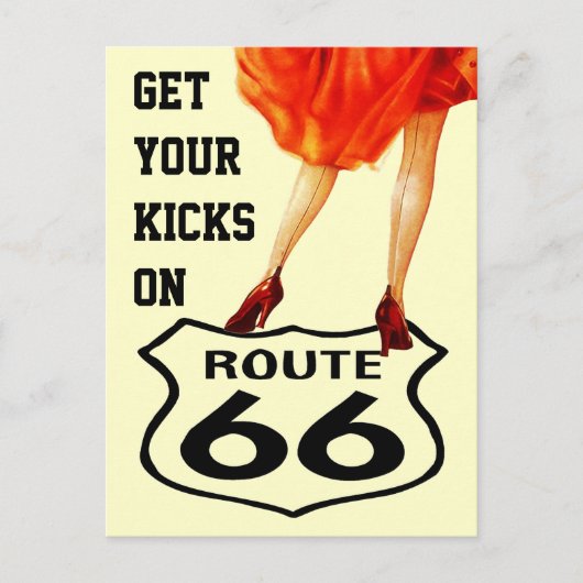 Het briefkaart KRIJGT UW SCHOPPEN OP ROUTE 66 (Voorkant)