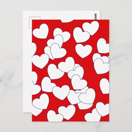 Het Briefkaart 'Love you' rood met wit hart (Voorkant / Achterkant)