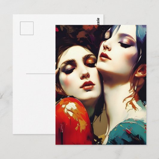 Het Briefkaart Lovers Embrace (Voorkant / Achterkant)