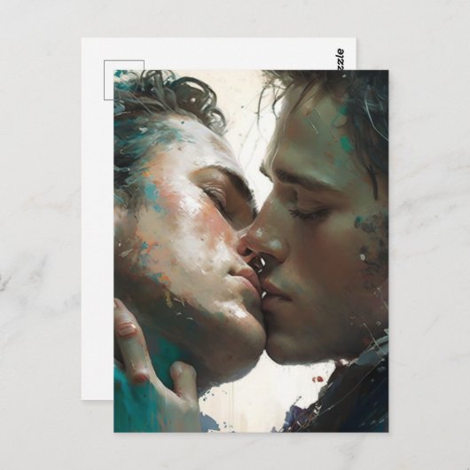 Het Briefkaart Lovers Kiss (Voorkant / Achterkant)