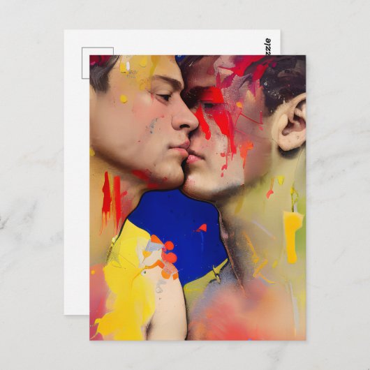 Het Briefkaart Lovers Kiss (Voorkant / Achterkant)