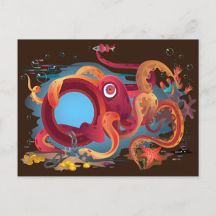 Het briefkaart met octopus afbeelding