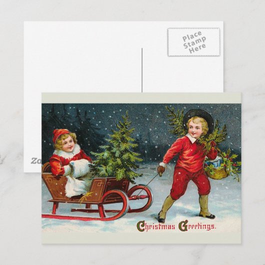 Het Briefkaart "naar huis brengend van Kerstmis (Voorkant / Achterkant)