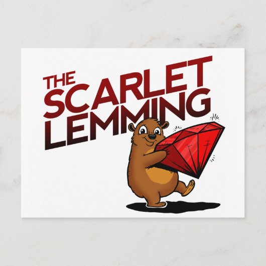 Het briefkaart Scarlet Lemming (met titel) (Voorkant)