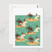 Het Briefkaart Surfing Cartoon Illustratie II (Voorkant / Achterkant)