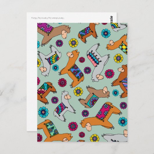 Het Briefkaart van Alpacas (Voorkant / Achterkant)