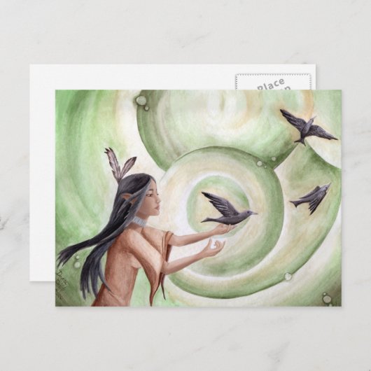 Het Briefkaart van Berichten Native American Brief (Voorkant / Achterkant)