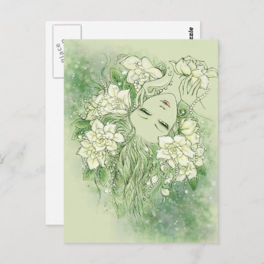 Het Briefkaart van bloemblaadjes en van Parels (Voorkant / Achterkant)