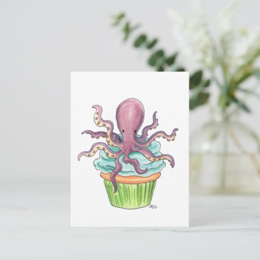 Het Briefkaart van Cupcake van de octopus (Staand voorkant)