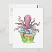 Het Briefkaart van Cupcake van de octopus (Voorkant / Achterkant)