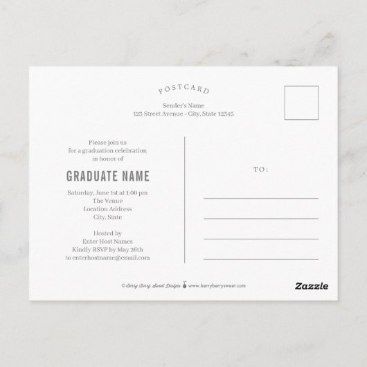 Het Briefkaart van de Aankondiging van het Afstude (Achterkant)