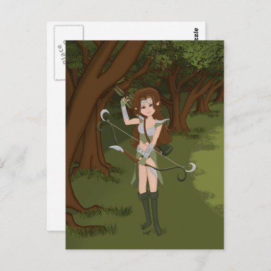 Het Briefkaart van de Archer Warrior Elf Girl (Voorkant / Achterkant)