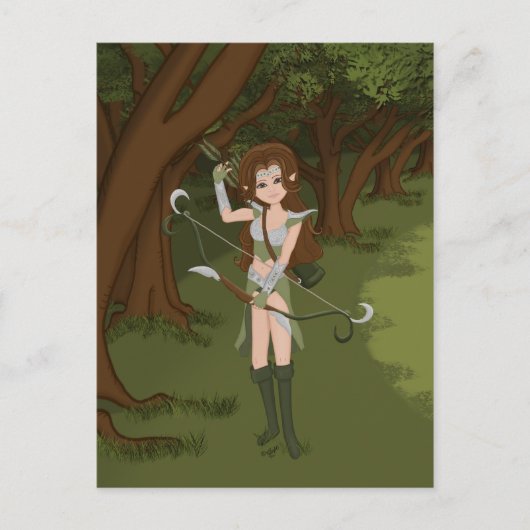 Het Briefkaart van de Archer Warrior Elf Girl (Voorkant)