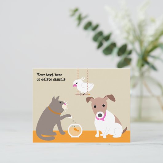 Het Briefkaart van de Babysitter van het huisdier (Staand voorkant)