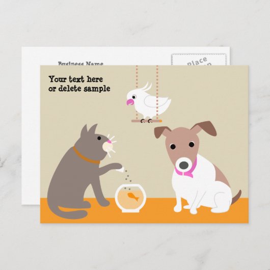 Het Briefkaart van de Babysitter van het huisdier (Voorkant / Achterkant)