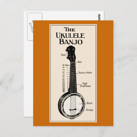 Het briefkaart van de Banjo van de Ukelele (Voorkant / Achterkant)